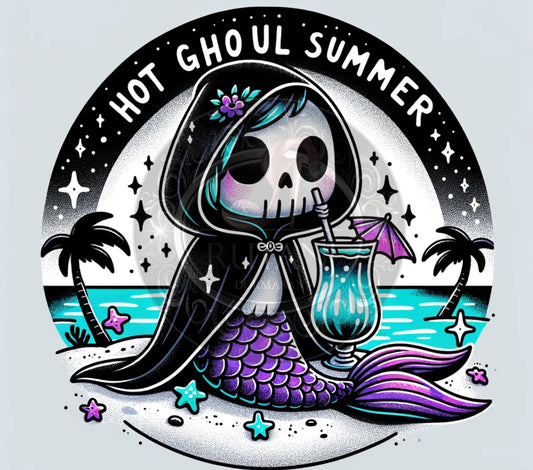 Hot Ghoul Summer PNG Funny Sassy Skeleton Sublimation Design Summer Vacation                            Trendy Pastel Goth PNG