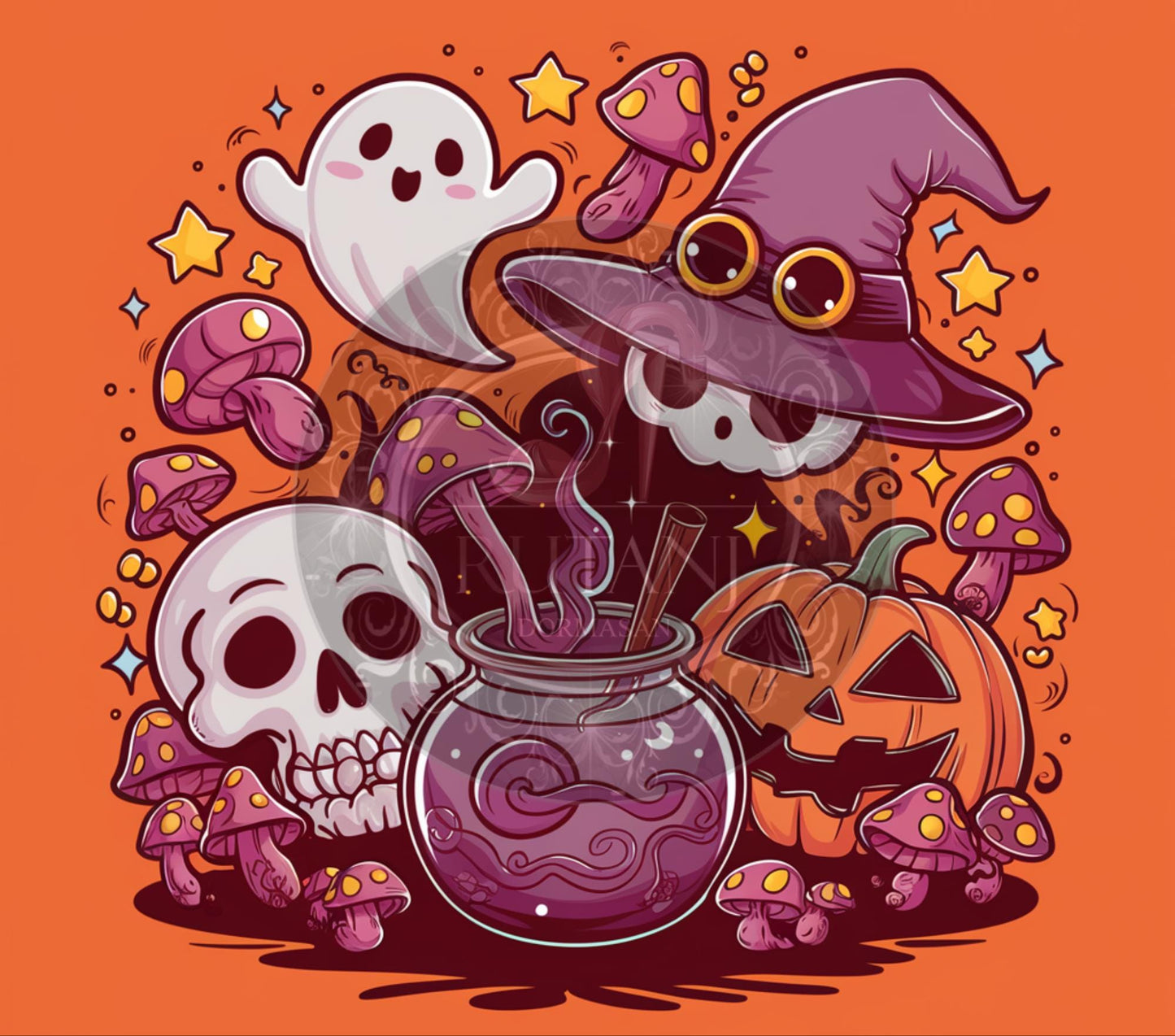 Retro Trend for Halloween 20oz Skinny Tumbler Wrap Ghosts Pumpkin Skeleton PNG Witch Potion